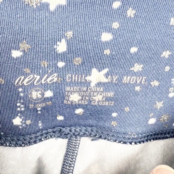 ✅ AERIE CHILL PLAY MOVE BLUE WITH SILVER STAR LEGGINGS SIZE X-SMALL - Picture 3 of 5